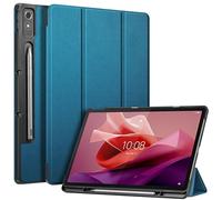 Fintie Funda con soporte para lápiz para tablet Lenovo Tab P12 de 12,7 pulgadas TB370FU 2023, ultrafina, con función de apagado automático, función atril, aspecto satinado, color verde azulado