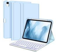 FINTIE Funda con teclado retroiluminado para iPad Air de 11 pulgadas M3 (2025)/M2 (2024), iPad Air de 5ª/4ª generación de 10.9 pulgadas, funda de TPU suave con retroiluminación de 7 colores, teclado