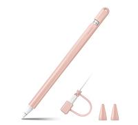 Fintie Funda de Silicona Compatible con Apple Pencil de 1ª generación, Funda Ultraligera para bolígrafo, Soporte Protector Suave para lápiz con 2 Fundas de Punta y Correa adaptadora de Cable, Arena
