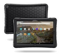 FINTIE Funda de Silicona para Amazon Fire HD 10 (Solo Compatible con el Tablet de 11.ª generación, Modelo de 2021) - [Honey Comb Series] Carcasa Antideslizante y Antichoque, (*Negro)