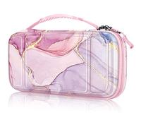 Fintie Funda de transporte para Nintendo Switch Lite 2019 - [A prueba de golpes] Funda protectora rígida con 15 tarjetas de juego/2 ranuras para tarjetas Micro SD, bolsillo interior para consola Switch Lite, mármol brillante