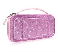 Fintie Funda de transporte para Nintendo Switch OLED modelo 2021/Switch 2017, a prueba de golpes, funda protectora rígida con 10 ranuras para tarjetas de juego y bolsillo interior, Morado brillante