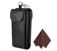 FINTIE Funda Doble de Gafas con Mosquetón - Cubierta Portátil de Cuero Sintético Antirrayas para Gafas de Sol - *Negro