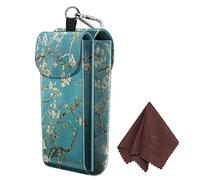 FINTIE Funda Doble de Gafas con Mosquetón - Cubierta Portátil de Cuero Sintético Antirrayas para Gafas de Sol - Flores