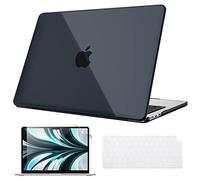 Fintie Funda Dura Fina para MacBook Air 13,6 Pulgadaas (M4) 2025 / (M3) 2024 / (M2) 2022 + 1 Funda Teclado + 1 Protector de Pantalla, Medianoche (Transparente)