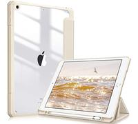 Fintie Funda Durable Compatible con iPad 10,2" 2021/2020/2019 (9.ª, 8.ª y 7.ª Gen) con Portalápiz - Carcasa Trasera Transparente a Prueba de Choques Auto-Reposo/Activación, Oro Champán