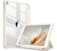 Fintie Funda Durable Compatible con iPad 9.7 (6.ª Gen 2018/5.ª Gen 2017), iPad Air 2 2014/ Air 2013 con Portalápiz para Pencil - Carcasa Trasera Transparente a Prueba de Choques, Beige