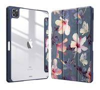 Fintie Funda Durable Compatible con iPad Pro 11" (2022/2021/2020/2018-4.ª, 3.ª, 2.ª y 1.ª Gen) Carcasa con Portalápiz Trasera Transparente a Prueba de Choques, Hibisco