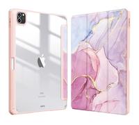 Fintie Funda Durable Compatible con iPad Pro 11" (2022/2021/2020/2018-4.ª, 3.ª, 2.ª y 1.ª Gen) Carcasa con Portalápiz Trasera Transparente a Prueba de Choques, Mármol Rosa Dorado