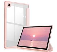 Fintie Funda Durable Compatible con Samsung Galaxy Tab A8 10.5" (2021) - Carcasa de Trasera Transparente a Prueba de Choques con Auto-Reposo/Activación para Modelo SM-X200/X205, Oro Rosa
