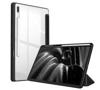 Fintie Funda Durable Compatible con Samsung Galaxy Tab S8+ (2022)/S7 FE (2021)/S7+ (2020) de 12.4" - [Portalápiz para S Pen] Carcasa de Trasera Transparente a Prueba de Choques, Negro