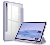 Fintie Funda Durable Compatible con Samsung Galaxy Tab S8/S7 11" (2022/2020) - [Soporte Integrado para S Pen] Carcasa de Trasera Transparente a Prueba de Choques, Lila Gris