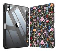 Fintie Funda Durable para iPad 11ª Generación 2025 de 11 Pulgadas Chip A16 | y iPad 10ª Gen de 10,9"(2022) - Funda Antichoque y Soporte para Lápiz, Auto-Reposo Activación, Floral Negro