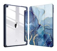 Fintie Funda Durable para iPad de 10,2 Pulgadas de 9/8/7 Generación | (Modelo 2021/2020/2019) - Carcasa Antigolpes con Portalápiz, Auto-Reposo/Activación con Bordes de TPU, Mármol Azul Dorado