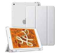 Fintie Funda Durable para iPad Mini 5 2019 de 7.9" | Soporte Integrado para Pencil - Trasera Transparente Mate Carcasa Ligera con Función de Auto-Reposo/Activación, Plateado
