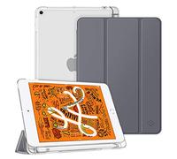 Fintie Funda Durable para iPad Mini 5 2019 de 7.9" | Soporte Integrado para Pencil - Trasera Transparente Mate Carcasa Ligera con Función de Auto-Reposo/Activación, Gris Oscuro