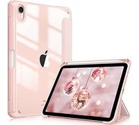 Fintie Funda Durable para iPad Mini 7 2024 / Mini 6 2021 de 8,3 Pulgadas con Portalápiz - Carcasa Trasera Transparente a Prueba de Choques Auto-Reposo/Activación, Oro Rosa