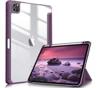 Fintie Funda Durable para iPad Pro 11" (2022/2021/2020/2018) | Carcasa con Portalápiz Trasera Transparente a Prueba de Choques, Morado