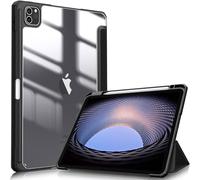 Fintie Funda Durable para iPad Pro 11" (2022/2021/2020/2018) | Carcasa con Portalápiz Trasera Transparente a Prueba de Choques, Negro