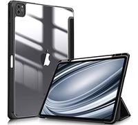 Fintie Funda Durable Compatible con iPad Pro 12,9" (2022/2021/2020/2018-6.ª, 5.ª, 4.ª y 3.ª Gen) Carcasa con Portalápiz Trasera Transparente a Prueba de Choques, Negro