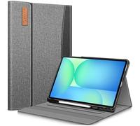 Fintie Funda Folio para Samsung Galaxy Tab S10 FE+ Plus 13,1 Pulgadas 2025 | Modelo (SM-X620/X626) - Funda de Visión Multiángulo, Soporte S Pen y Compartimento para Documentos, Gris Negro