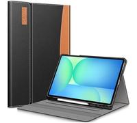 Fintie Funda Folio para Samsung Galaxy Tab S10 FE+ Plus 13,1 Pulgadas 2025 | Modelo (SM-X620/X626) - Funda de Visión Multiángulo, Soporte S Pen y Compartimento para Documentos, Negro Marrón