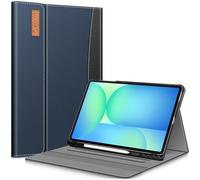 Fintie Funda Folio para Samsung Galaxy Tab S10 FE+ Plus 13,1 Pulgadas 2025 | Modelo (SM-X620/X626) - Funda de Visión Multiángulo, Soporte S Pen y Compartimento para Documentos, Azul Negro
