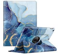 Fintie Funda Giratoria Compatible con iPad 10,2" 2021/2020/2019 (9.ª, 8.ª y 7.ª Gen) con Soporte Integrado para Pencil - Rotación de 360 Grados Carcasa Auto-Reposo/Activación, (Z-Mármol Azul Dorado)
