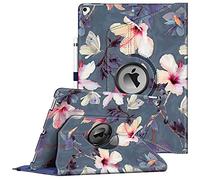 Fintie Funda Giratoria Compatible con iPad Pro 12.9 (Versión 2017/2015) - Rotación de 360 Grados Carcasa con Función de Soporte y Auto-Reposo/Activación, Hibisco