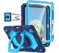 Fintie Funda para iPad (A16) 11.ª generación 11" 2025/ iPad 10e Gen 10.9" - Funda protectora para niños resistente a los golpes con función de giro de 360°, protector de pantalla de cristal y correa
