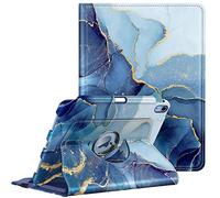 Fintie Funda Giratoria de 360° para iPad 11ª Gen 2025 (A16) de 11 Pulgadas, iPad 10ª Gen de 10.9 Pulgadas (2022) con Soporte Integrado para Pencil - Auto-Reposo/Activación,Mármol Océano