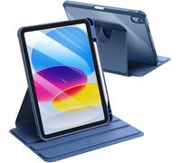 Fintie Funda Giratoria para iPad A16 de 11 Generación 2025 y 10 Generación 2022 de 11 Pulgadas, Funda 360° con Parte Trasera de acrílico Transparente, Marco Resistente - Azul Marino