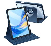Fintie Funda Giratoria para iPad A16 de 11 Generación 2025 y 10 Generación 2022 de 11 Pulgadas, Funda 360° con Parte Trasera de acrílico Transparente, Marco Resistente - Azul Oscuro
