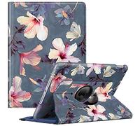 Fintie Funda Giratoria Compatible con iPad 10,2" 2021/2020/2019 (9.ª, 8.ª y 7.ª Gen) con Soporte Integrado para Pencil - Rotación de 360 Grados Carcasa Auto-Reposo/Activación, (Z-Hibisco)