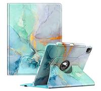 Fintie Funda Giratoria para iPad Pro 12,9" 2022/2021/2020/2018-6/5/4/3 Gen | Carcasa con Portalápiz Rotación de 360 Grados Auto-Reposo/Activación, Mármol Verde