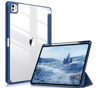 FINTIE Funda híbrida Compatible con iPad Pro de 13 Pulgadas 2024 (M4), Soporte para lápices Integrado, Funda a Prueba de Golpes con Carcasa Trasera Transparente, Encendido y Apagado automático, (Azul