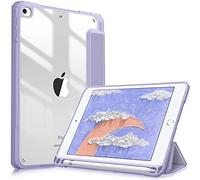 Fintie - Funda híbrida Delgada para iPad Mini de 5.ª generación de 2019/iPad Mini 4 (7,9 Pulgadas), Soporte para lápices Integrado, Funda a Prueba de Golpes con Carcasa Trasera Transparente, Morado
