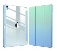 Fintie Funda híbrida fina para iPad Air de 13 pulgadas (M3) 2025, (M2) 2024 con soporte para lápiz integrado, a prueba de golpes, carcasa trasera transparente azul cielo a verde menta (Seaside Ombre)