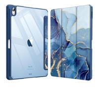 Fintie - Funda Híbrida para iPad Air 11" M2 (2024) y 5ª/4ª Generación (10,9"), Transparente con Soporte para Lápices, Diseño de Mármol Océano