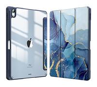 Fintie - Funda Híbrida para iPad Air 11" M2 (2024) y 5ª/4ª Generación (10,9"), Transparente con Soporte para Lápices, Diseño de Mármol Océano