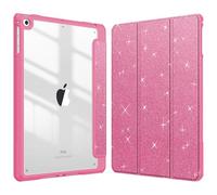 FINTIE Funda híbrida para iPad de 6ª/5ª generación (2018-2017) y iPad Air 2/Air 1 (2014-2013) - Carcasa rígida Transparente de 9.7 Pulgadas con Soporte para lápices, Rosa Brillante