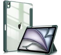 Fintie Funda iPad Air 11 Pulgadas 2025(M3) / 2024(M2), Funda iPad Air 5ª Gen(2022)/4ª Gen(2020) 10.9"- Híbrida Delgada Antichoque con Carcasa Trasera Transparente y Soporte para Lápiz - Verde