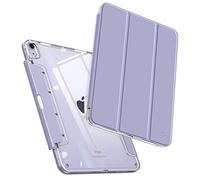 Fintie Funda iPad Air 11 Pulgads 2024, iPad Air 5ª Gen 2022/4ª Gen 2020 de 10,9'', Parte Trasera Transparente con Discreto Soporte retráctil para bolígrafo, Encendido y Apagado,Lila