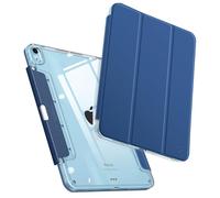 Fintie Funda iPad Air 11 Pulgads 2024, iPad Air 5ª Gen 2022/4ª Gen 2020 de 10,9'', Parte Trasera Transparente con Discreto Soporte retráctil para bolígrafo, Encendido y Apagado,Azul Marino