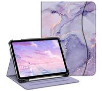 Fintie Funda Multiángulo Compatible con iPad 2022 (10.ª Generación) de 10,9" con Portalápiz para Pencil - Carcasa Delgada con Bolsillo Auto-Reposo/Activación, Mármol Lila Dorado