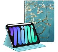Fintie Funda Multiángulo Compatible con iPad Mini (6.ª Generación, 2021) de 8,3" con Soporte Integrado para Pencil - Carcasa Delgada con Bolsillo y Auto-Reposo/Activación, Flores