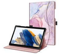 Fintie Funda Multiángulo Compatible con Samsung Galaxy Tab A8 10.5" (2021) - Carcasa Delgada con Bolsillo y Auto-Reposo/Activación para Modelo SM-X200/X205, Mármol Rosa Dorado