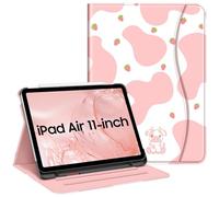Fintie Funda Multiángulo para iPad Air 11 Pulgadas 2025(M3)/2024(M2), Funda iPad Air 5ª Gen(2022)/4ª Gen(2020) 10.9" con Portalápiz - Delgada con Bolsillo y Auto-Reposo/Activación,Vaca Fresa