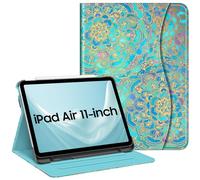 Fintie Funda Multiángulo para iPad Air 11 Pulgadas 2025(M3)/2024(M2), Funda iPad Air 5ª Gen(2022)/4ª Gen(2020) 10.9" con Portalápiz - Delgada con Bolsillo y Auto-Reposo/Activación, Jade