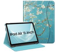 Fintie Funda Multiángulo para iPad Air 11 Pulgadas 2025(M3)/2024(M2), Funda iPad Air 5ª Gen(2022)/4ª Gen(2020) 10.9" con Portalápiz - Delgada con Bolsillo y Auto-Reposo/Activación, Flores